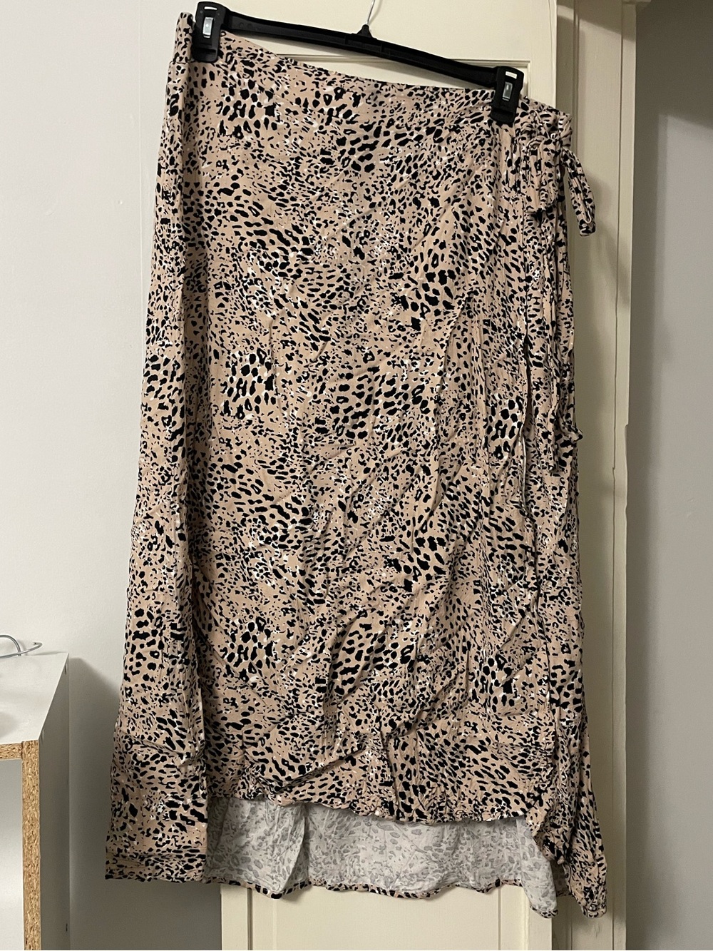 Womens Leopard Print Faux Wrap Skirt